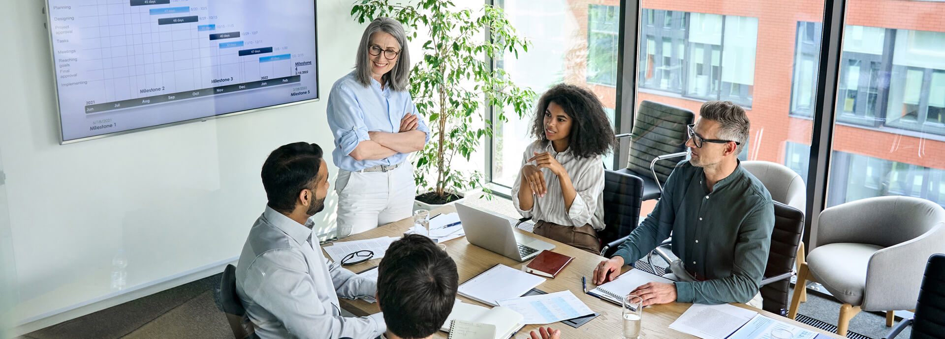 Staff training around a table