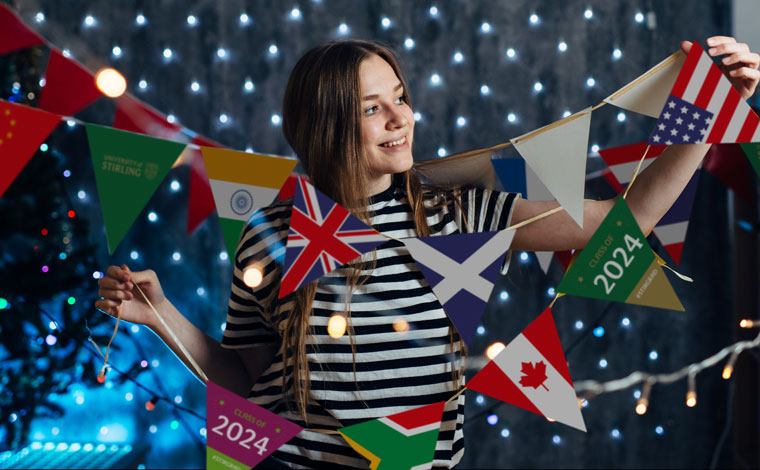 Person holding up bunting