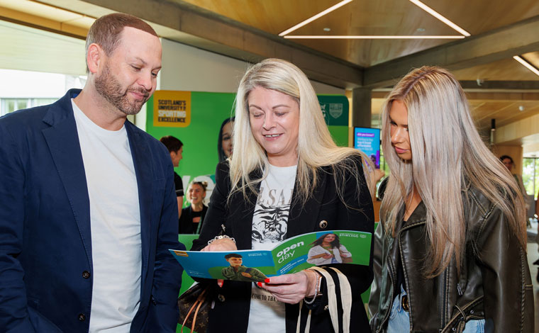 A family at University of Stirling open day