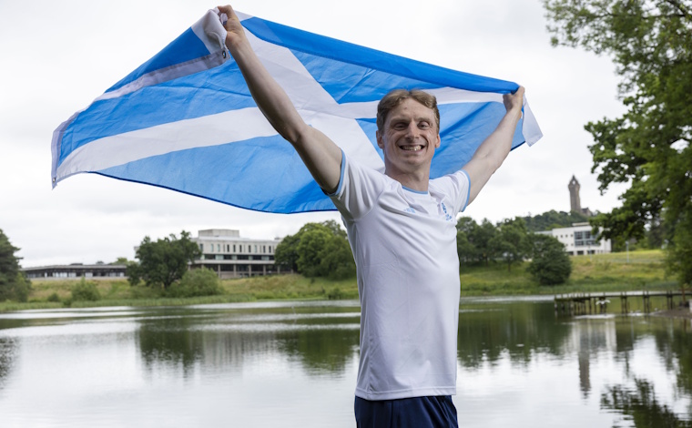 Ollie Carter with Scottish flag.