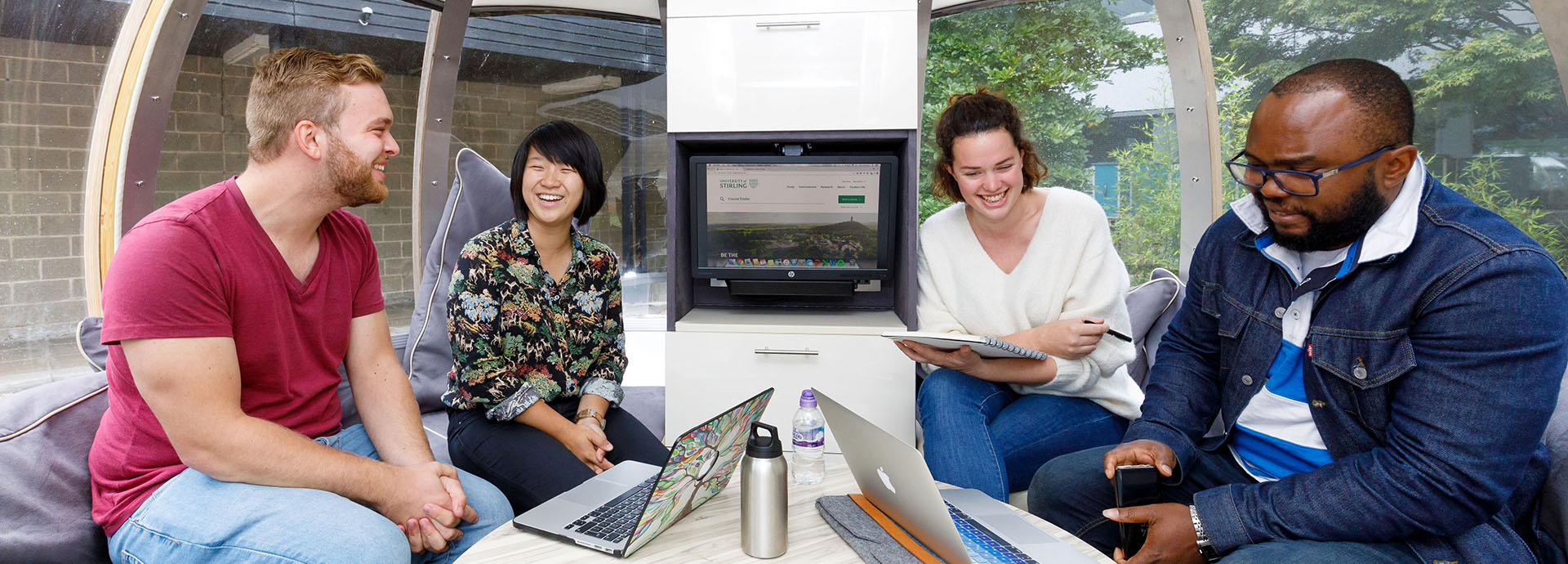 Students in a study pod