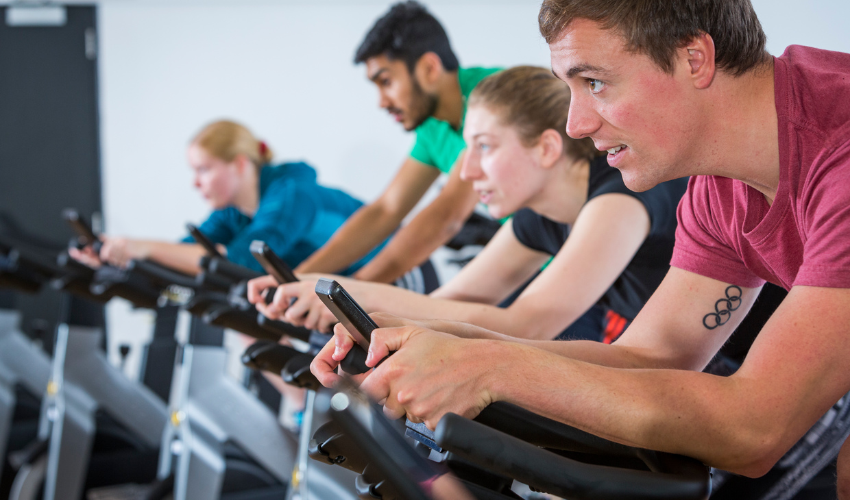 People in cycling studio