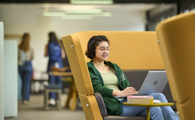 Student using a laptop