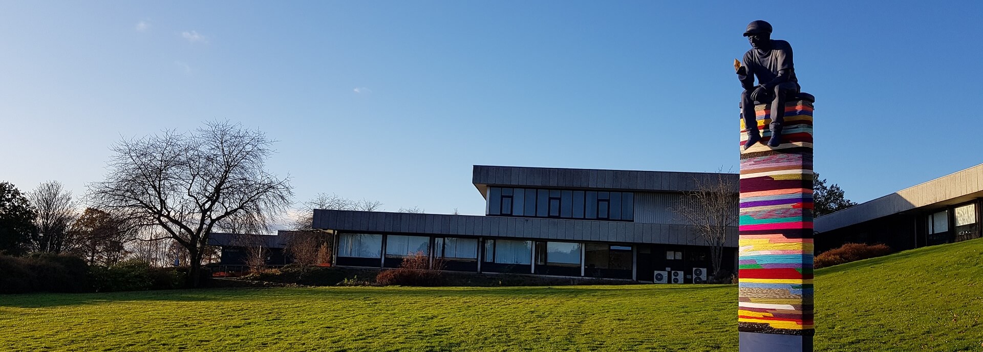 Blue boy statue and Pathfoot building