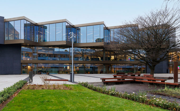 Outside Campus Central during the day