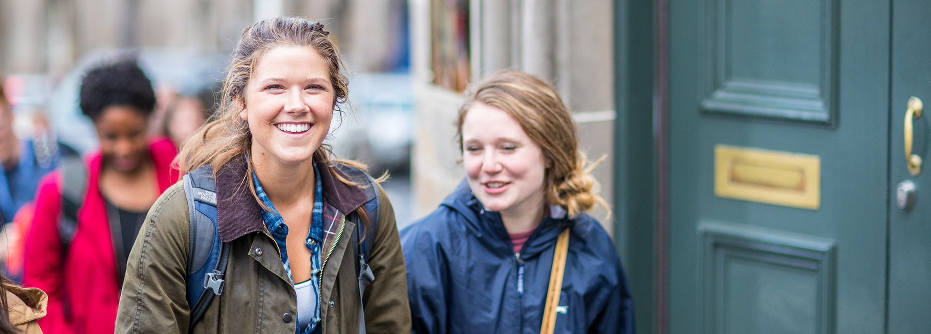 Two students with backpacks