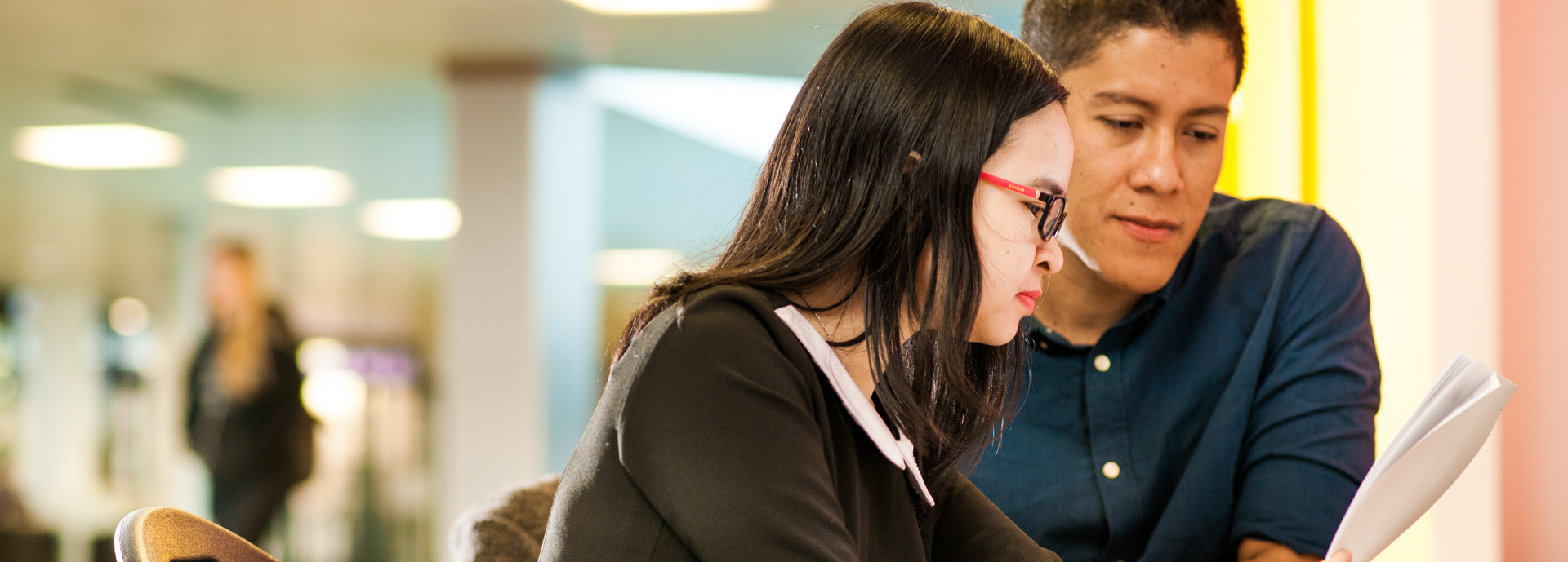 two students studying