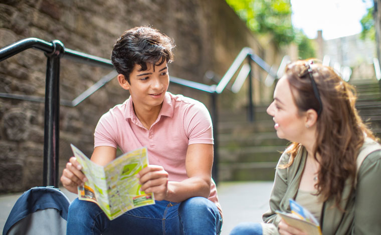  Students sitting on steps