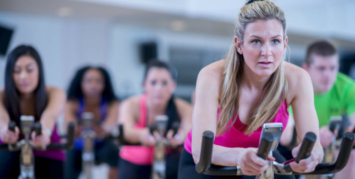 woman leading a gym class