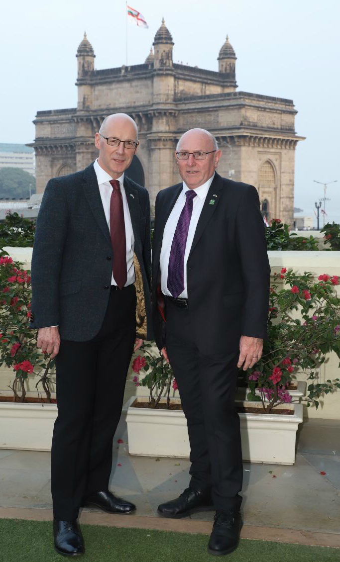 Professor Leigh Sparks, Deputy Principal for Internationalisation with John Swinney MSP, Deputy First Minister.