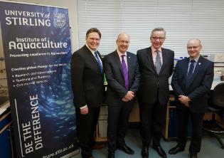 Michael Gove, Stephen Kerr MP, Professor Malcolm MacLeod and Dr John Rogers