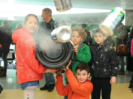 Sam Lee, Kate Griffin, Euan Griffin and Ossian Wilson at the science fair