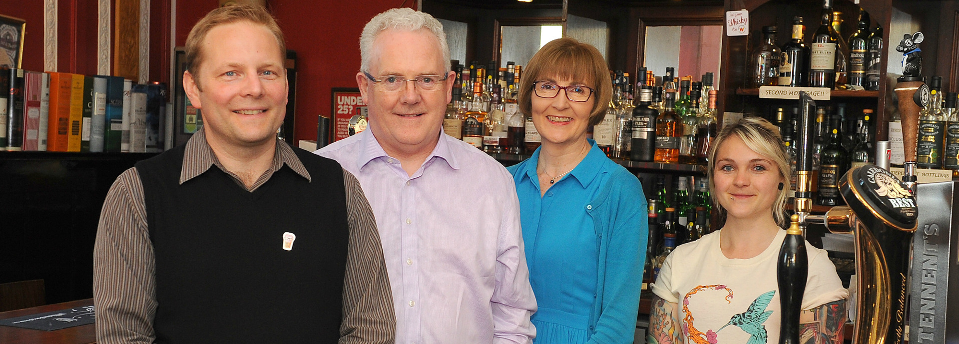 Dr Christian Schröder, Professor Gerry McCormac, Professor Maggie Cusack and PhD student Jessica Goodman, who helped organise the event