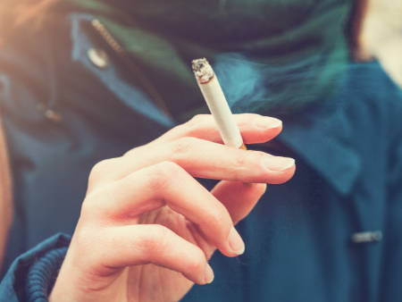 Woman smoking cigarette