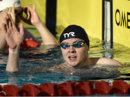 Ross Murdoch celebrating in pool