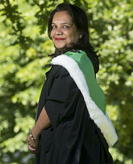 Student wearing graduation robes