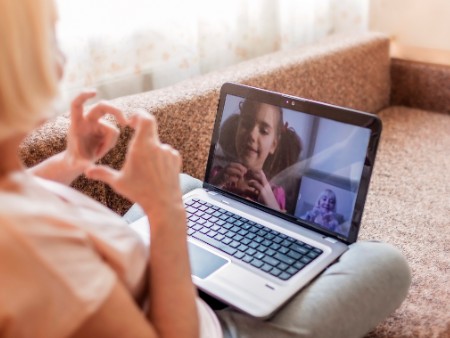 Older person using technology