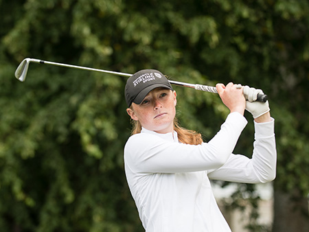 Louise Duncan hitting golf shot