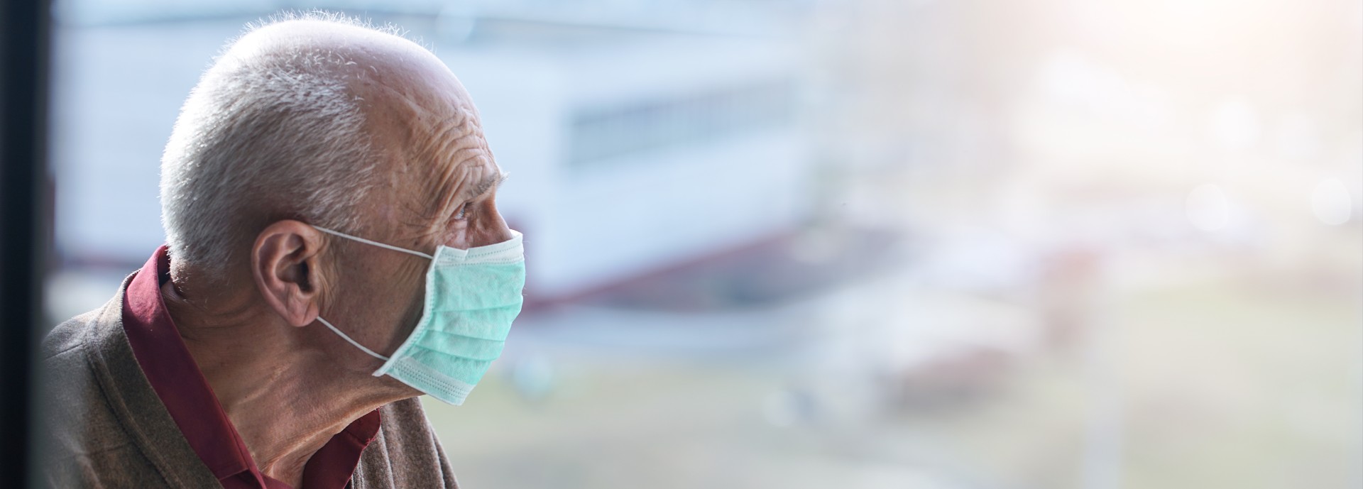 Older man wearing a face mask