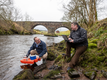 Prof Andrew Tyler and Michael Cranston water monitoring