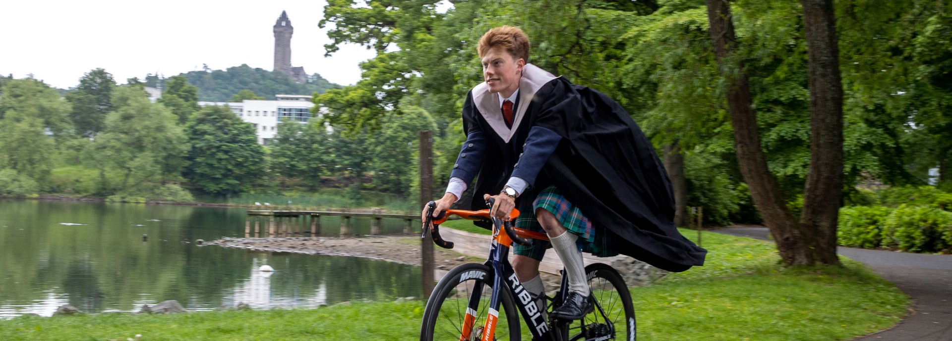 Cyclist Finn Crockett has graduated from the University of Stirling.