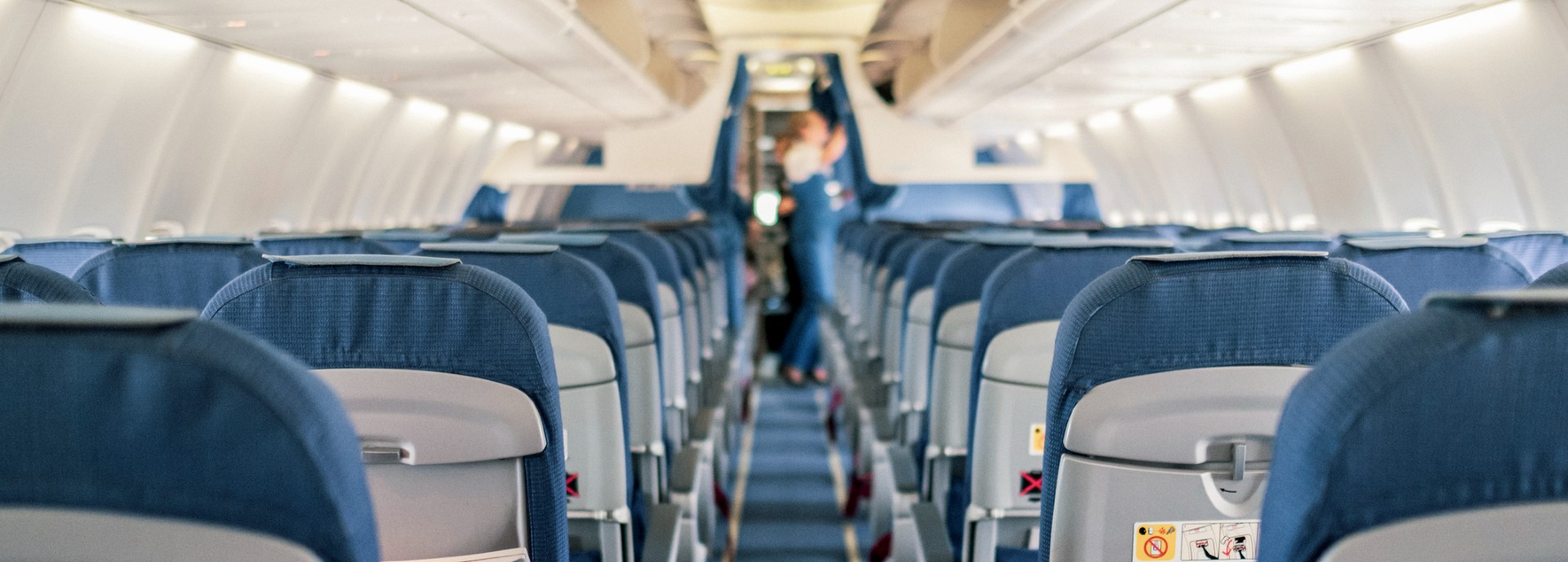 Empty airplane cabin interior