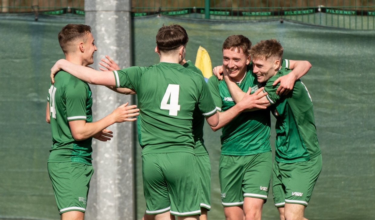 Euan McGill (right) celebrates after scoring the injury time winner.