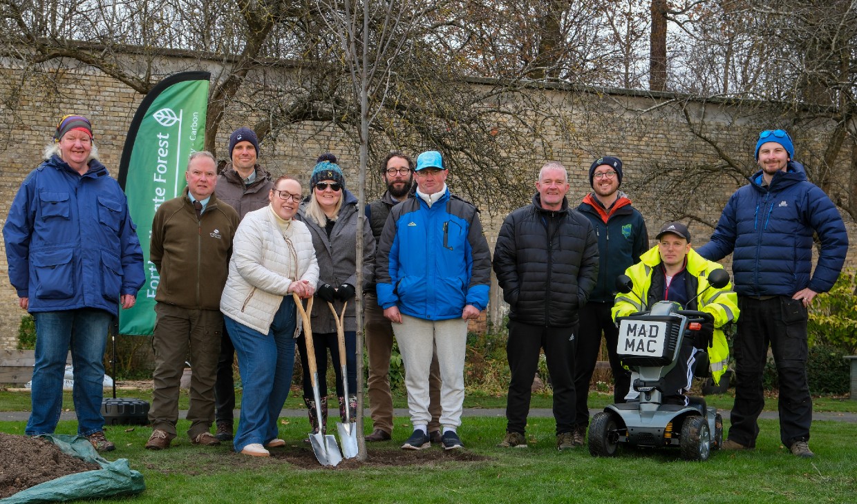 Eric Armour, Wimpy Park Community Group; Peter Lowe, Woodland Trust; Guy Harewood, Forth Climate Forest; Councillor Ellen Forson; Councillor Fiona Law; Douglas Worrall, Director of Forth Climate Forest; Scott Mitchell, Finn Robertson, Wimpy Park Community Group; Josh Thornhill, TCV; John Macaloney, Wimpy Park Community Group; Ross Brae, Clackmannanshire Council.