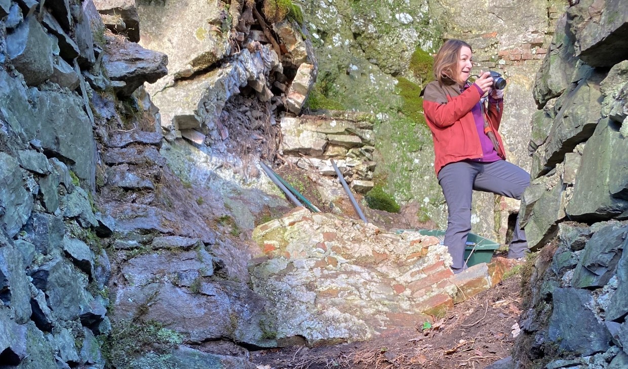 Woman exploring wood