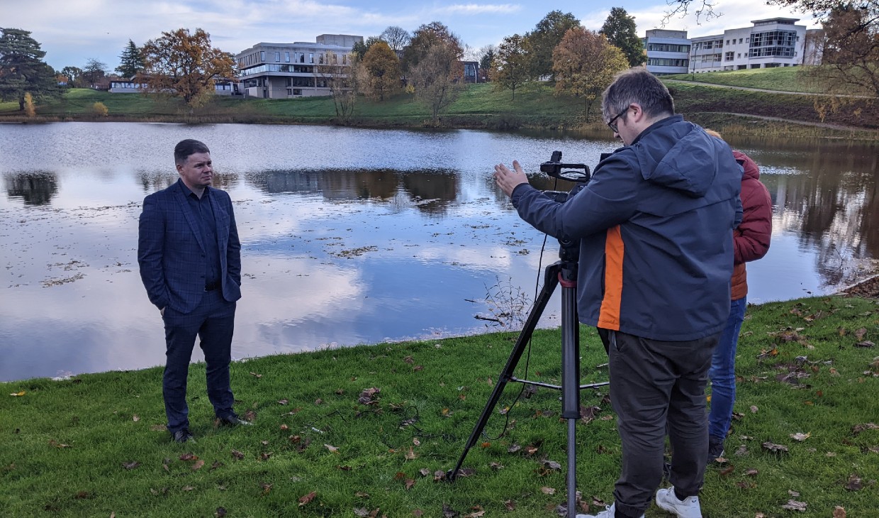 David Stevenson is interviewed by Rangers TV on campus