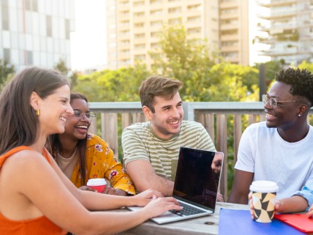 A group having a discussion