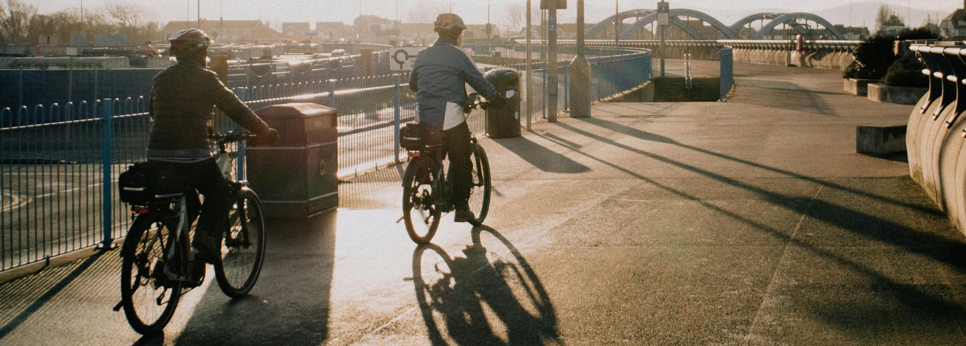 Two cyclists in city