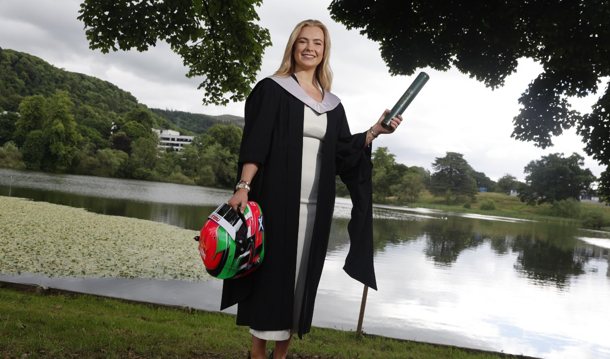 Motor racing star Logan Hannah celebrates her graduation.