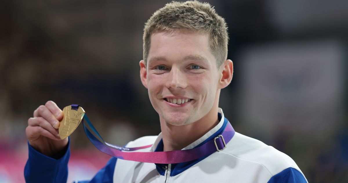 Duncan Scott with his Commonwealth Gold Medal