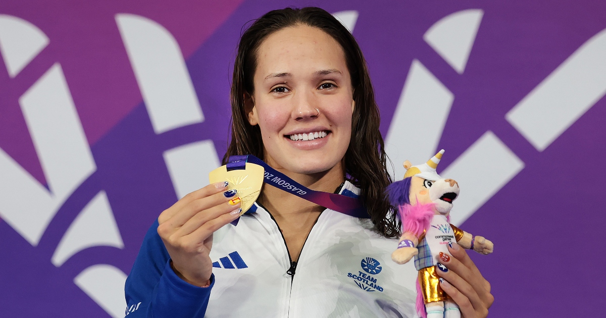 Angharad Evans celebrates her gold.