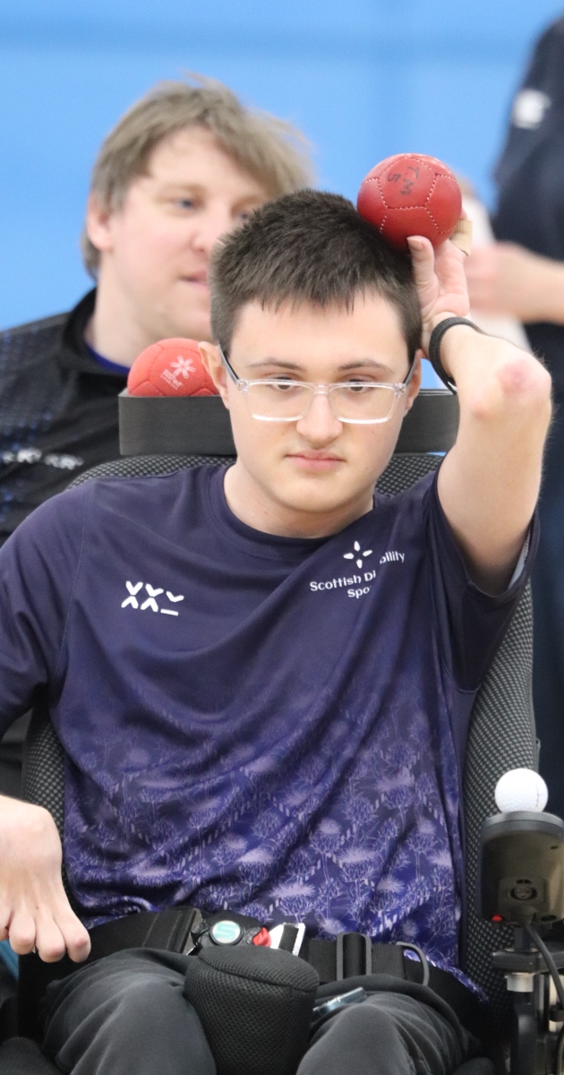 Alex Medley competing in boccia.