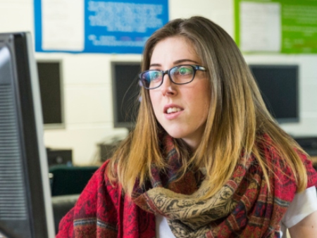 Student/researcher at computer