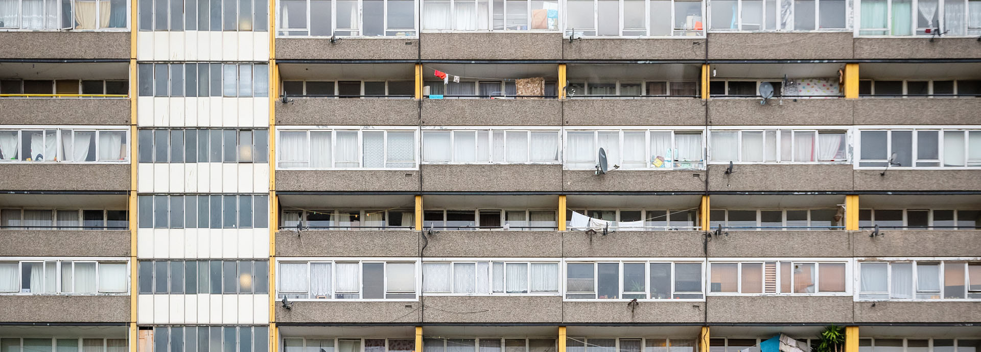 Close up view of high rise flats