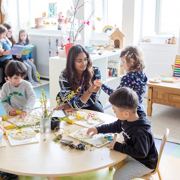 Staff and children in the kindergarten