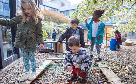 Group of children playing in garden