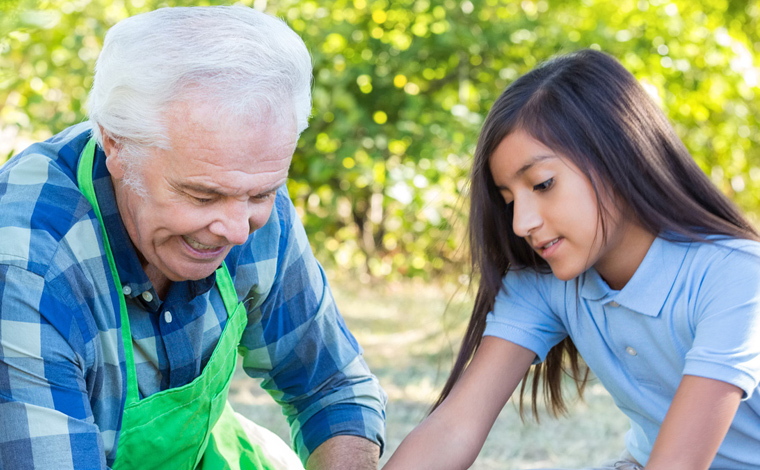 older person in garden