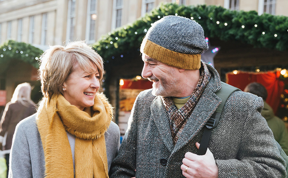 Two people at Christmas market