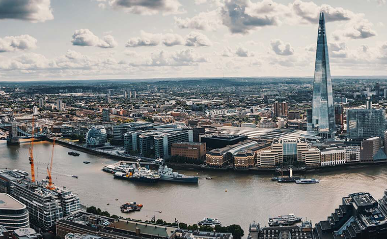 View of the river Thames and London skyline