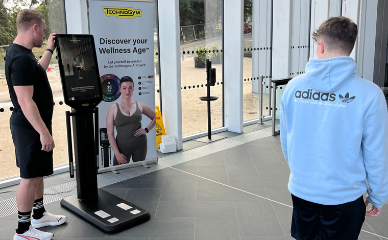 person using wellness check up machine