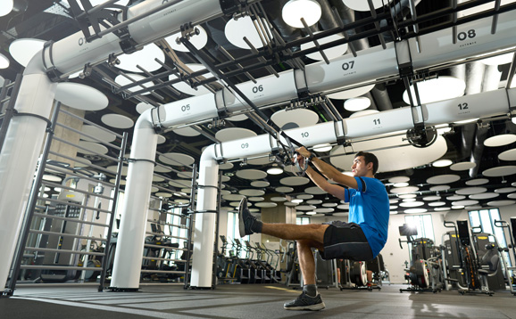 Student in university gym