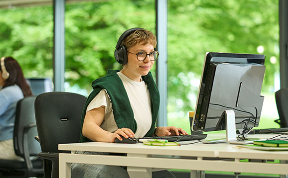 A student working on a computer