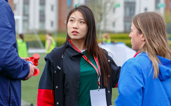 Student on football pitch